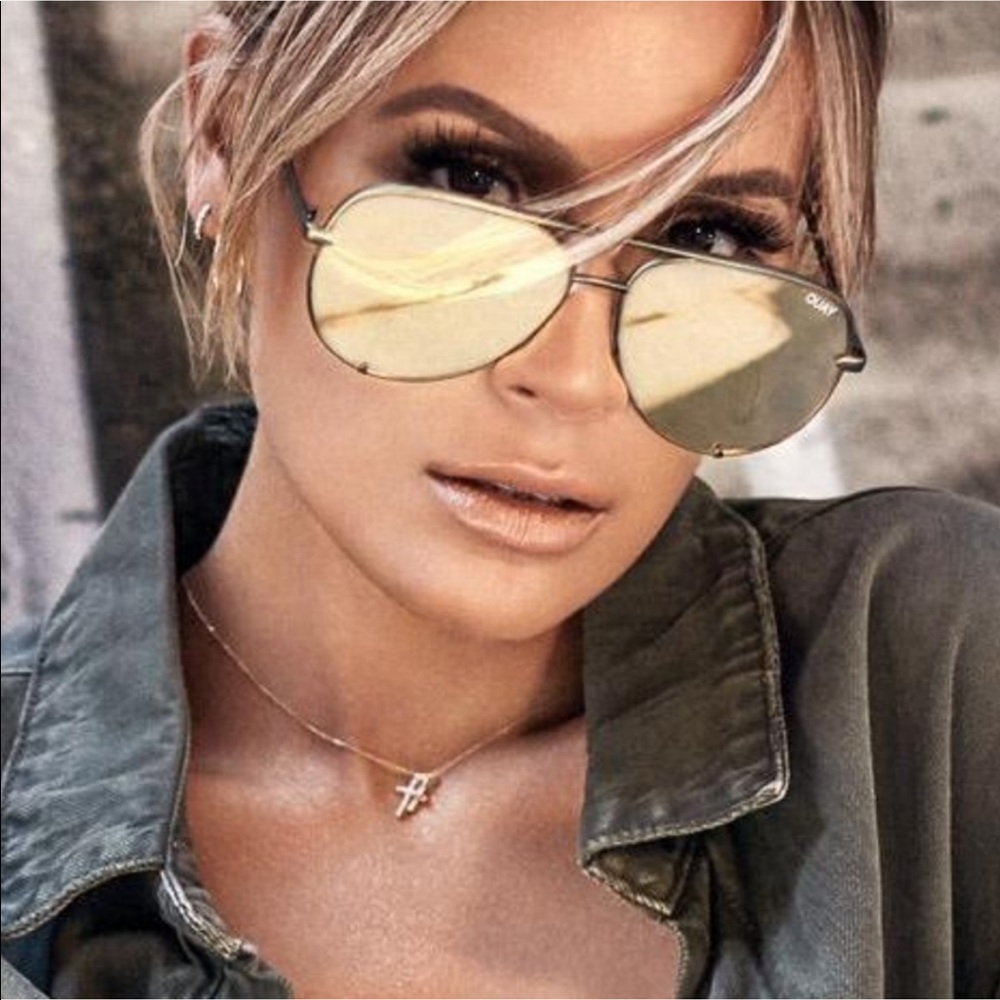 Quay x Desi Perkins High Key Sunnies in Green/Gold
